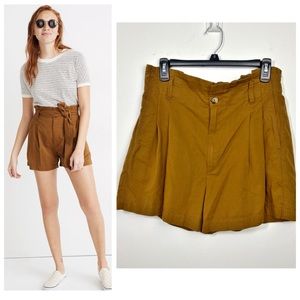 MADEWELL Paperbag Shorts High Rise Size 8 (Medium) Linen Blend Rust color